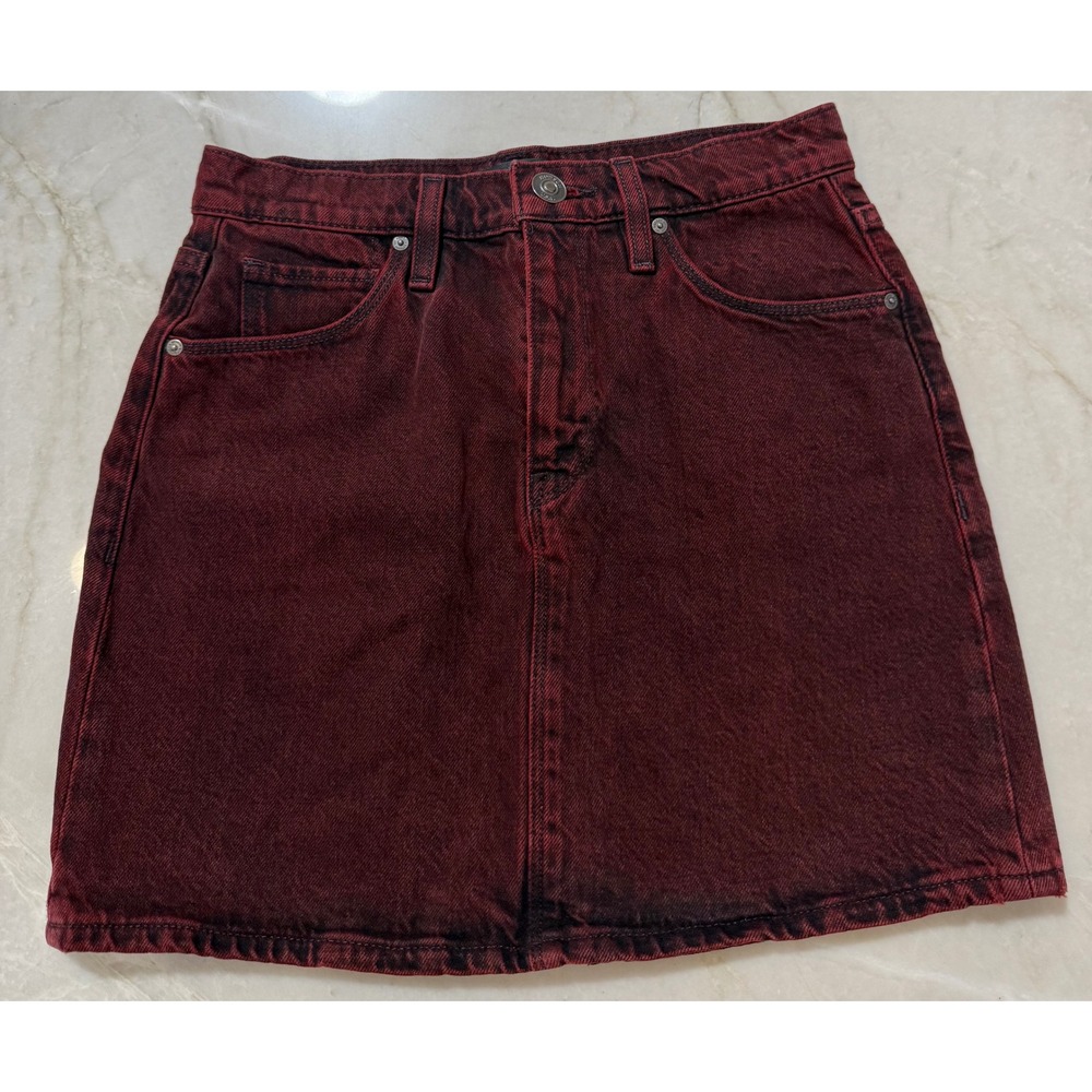Hudson Viper Mini Denim Skirt Burgundy Red Wash Size 24 W834DJR 183